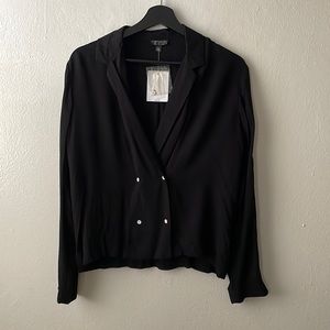 NWT Topshop Double Breasted Blouse in Black